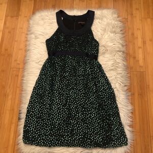 Vintage Betsey Johnson Swiss Dots Metallic Jacquard Textured Green Silk Dress 4